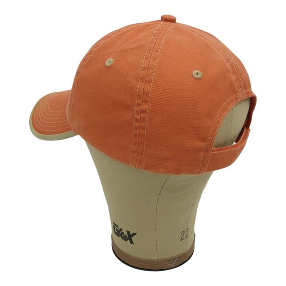 Loot Embroidered Orange Beige Trim Strapback Cap Baseball Hat Port Authority - Picture 12 of 13